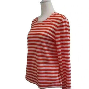 CHICO’S STRIPED ORANGE AND WHITE WOMENS TOP SIZE Medium